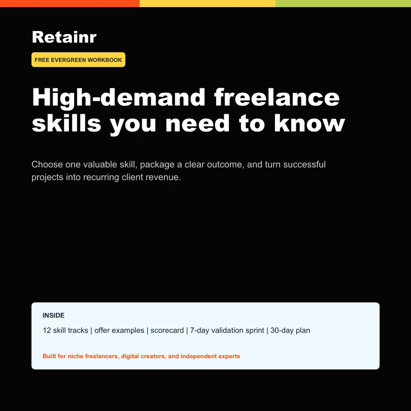 Cover of Retainr's high-demand freelance skills workbook